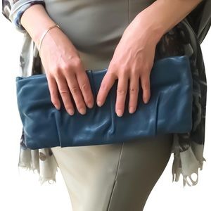 JALDA Kona Teal Italian Lambskin Leather Clutch
